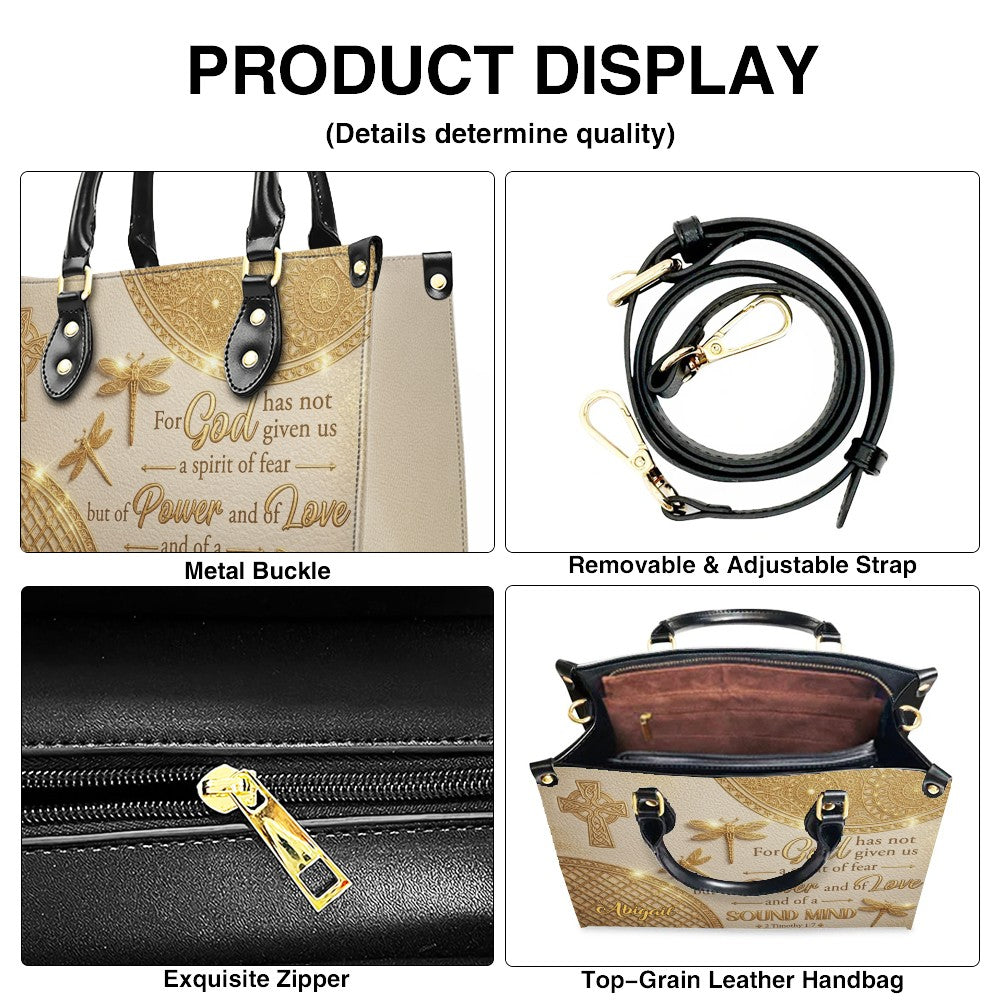 Personalized Cross & Dragonfly Leather Handbag
