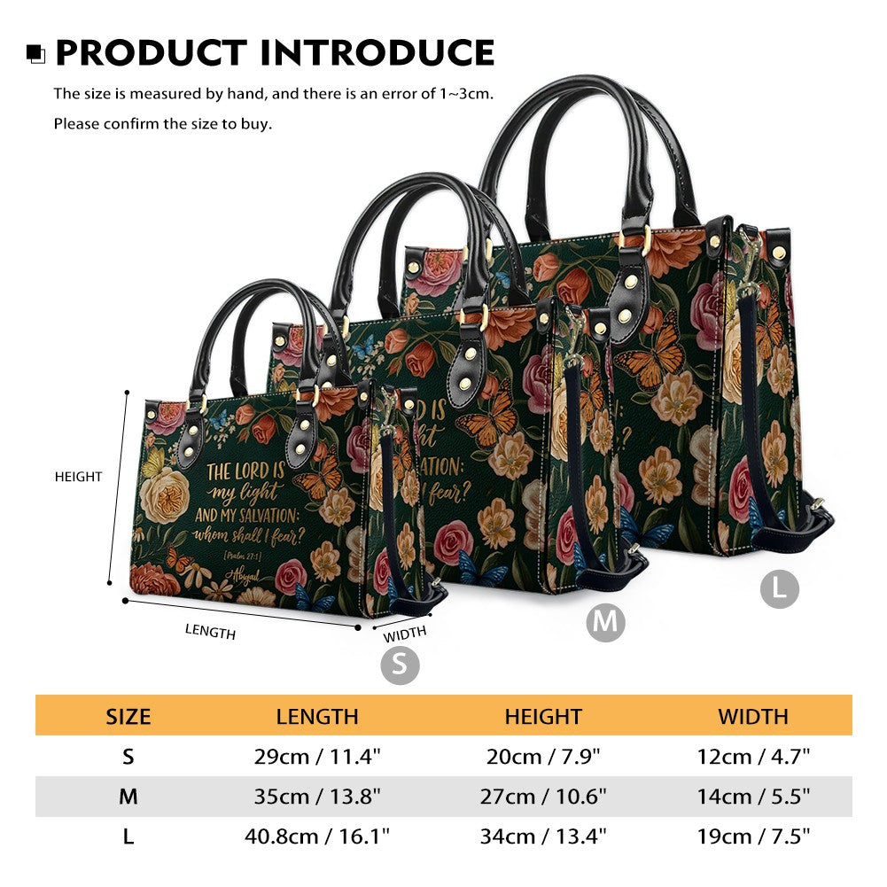 Personalized Psalm 27:1 Floral Leather Handbag
