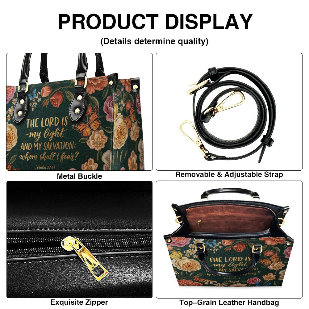 Personalized Psalm 27:1 Floral Leather Handbag