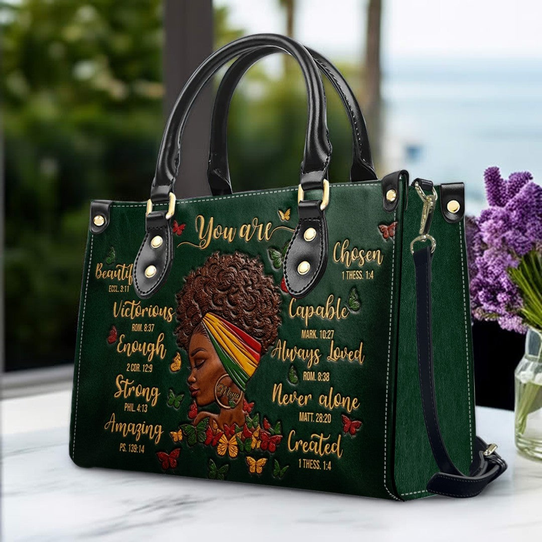 Personalized 'You Are Beautiful' Leather Handbag