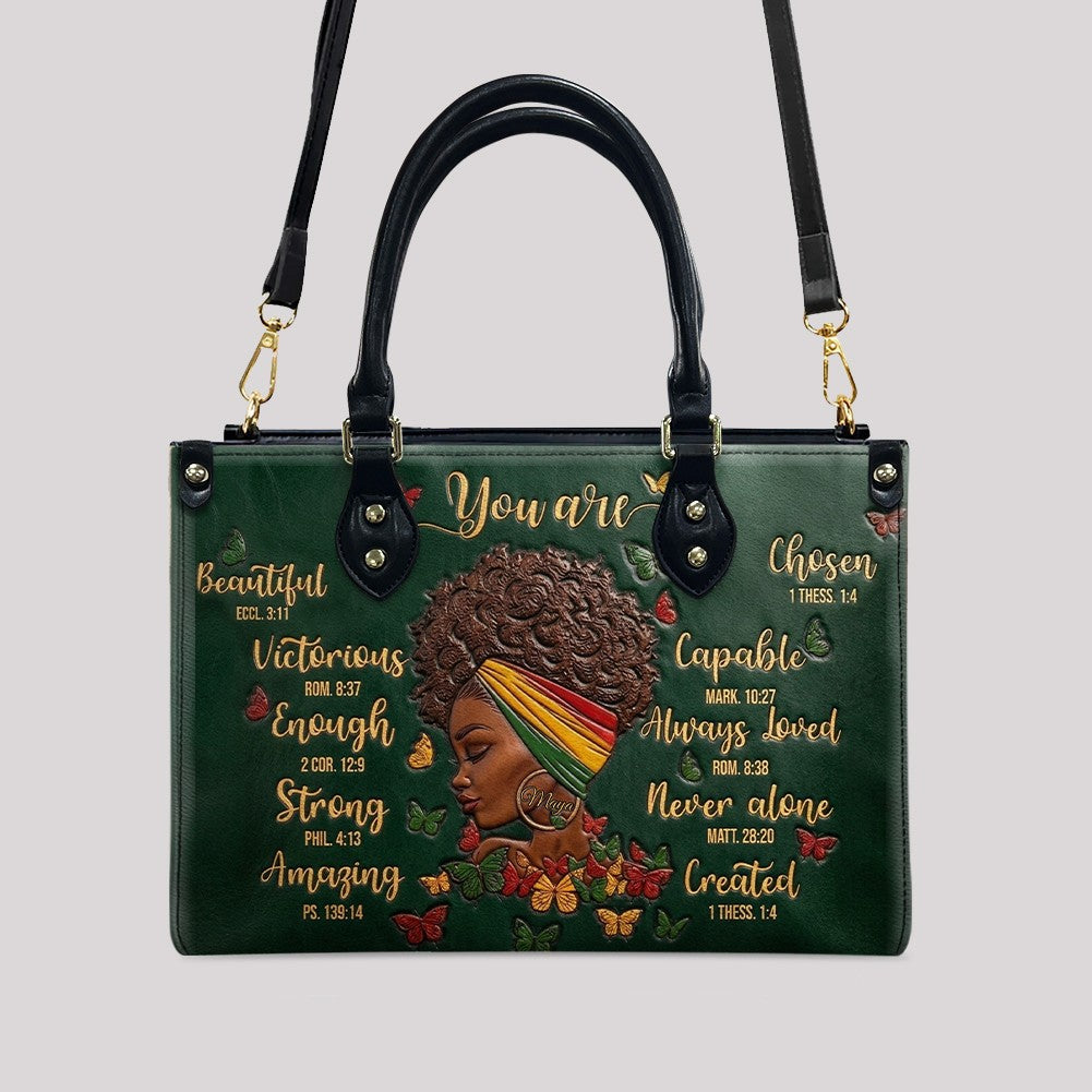 Personalized 'You Are Beautiful' Leather Handbag