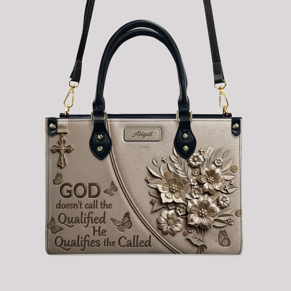 Personalized Christian Floral Leather Handbag