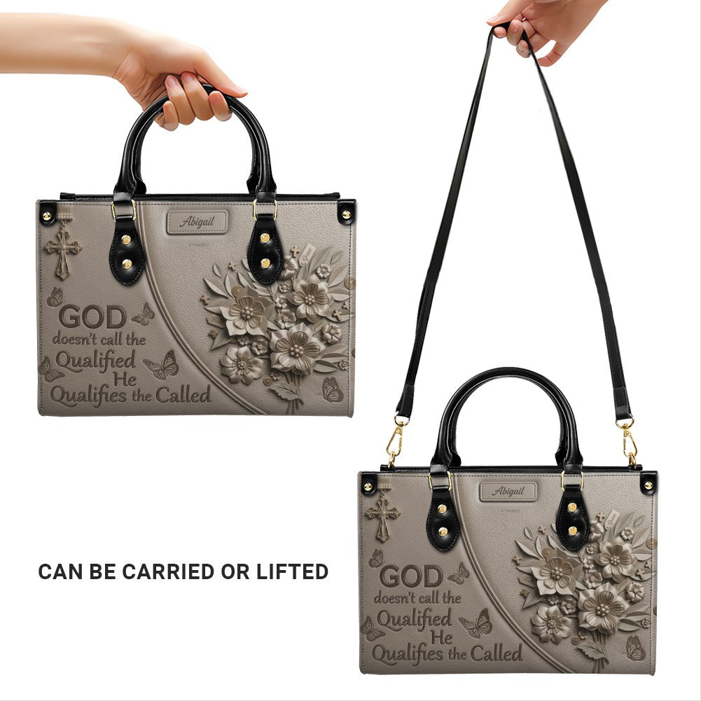 Personalized Christian Floral Leather Handbag