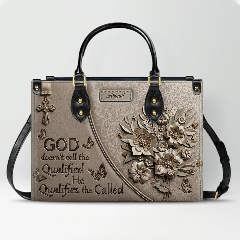 Personalized Christian Floral Leather Handbag