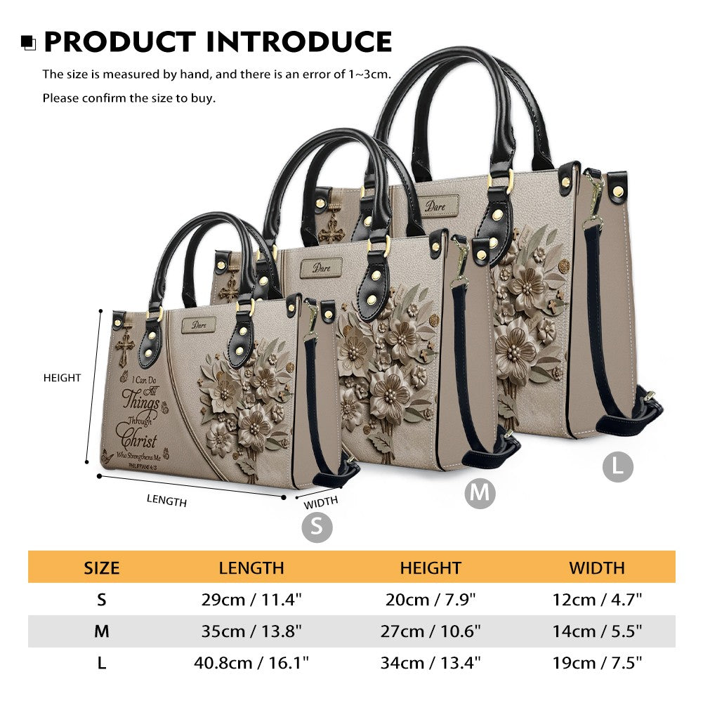 Personalized Christian Floral Leather Handbag