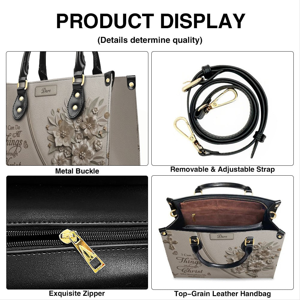 Custom Smoky Teal Christian Leather Handbag