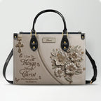 Personalized Christian Floral Leather Handbag