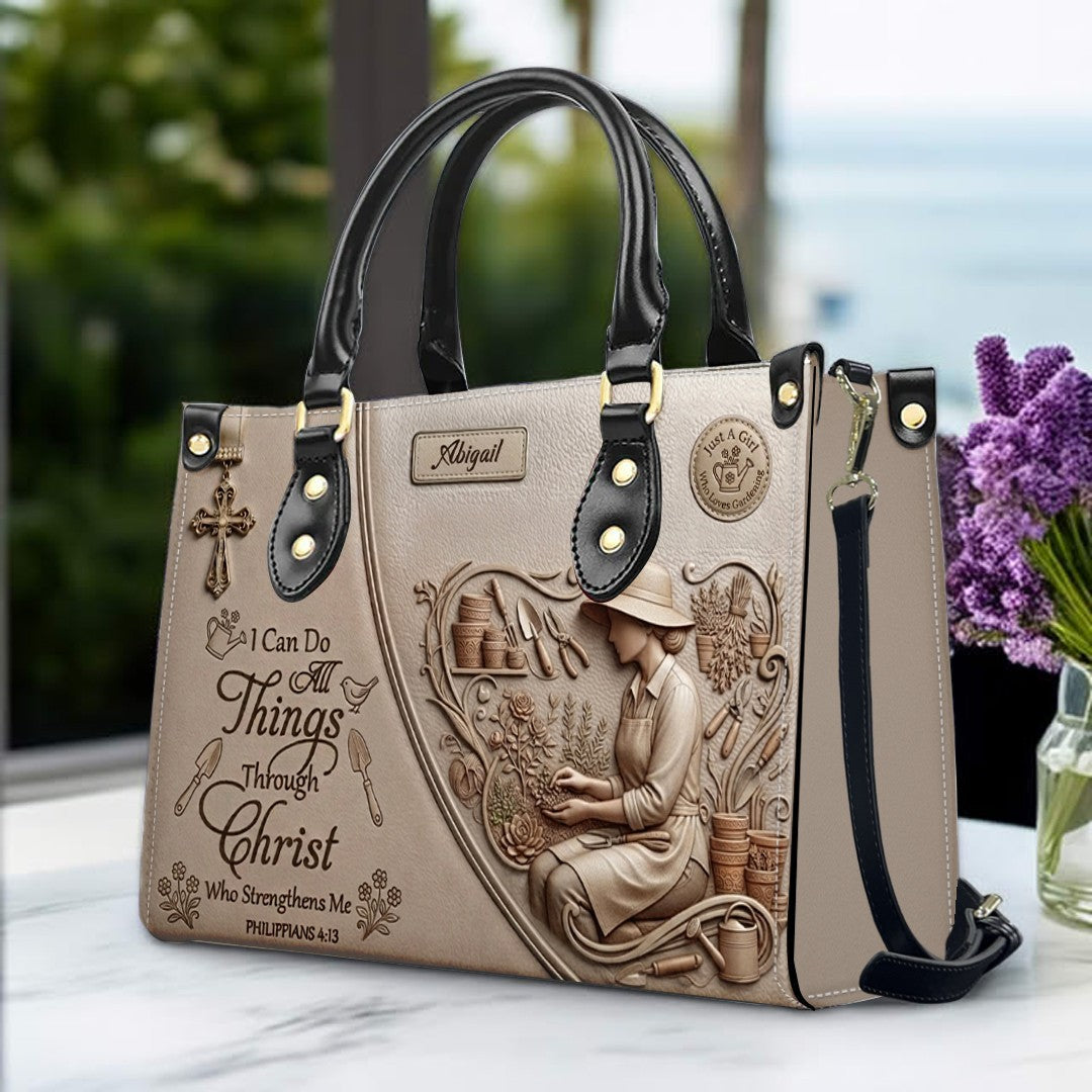 Personalized Philippians 4:13 Leather Handbag