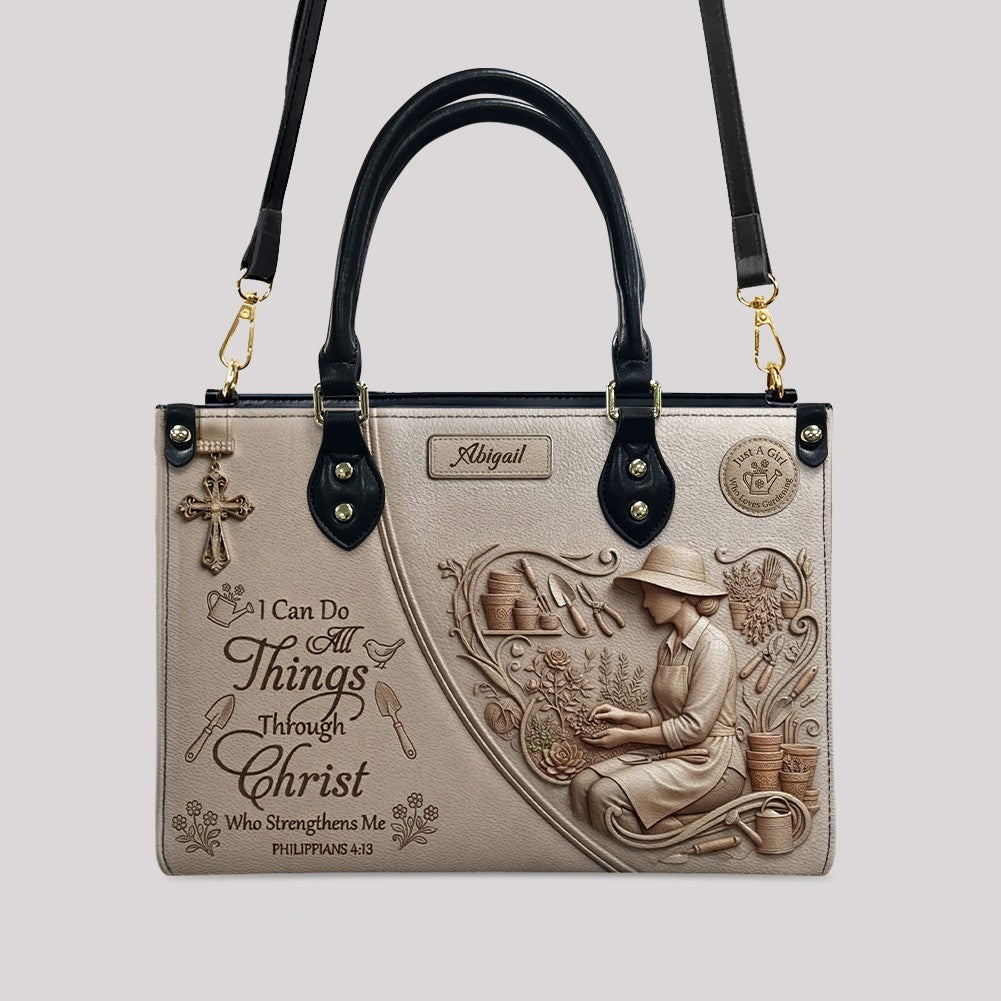 Personalized Philippians 4:13 Leather Handbag