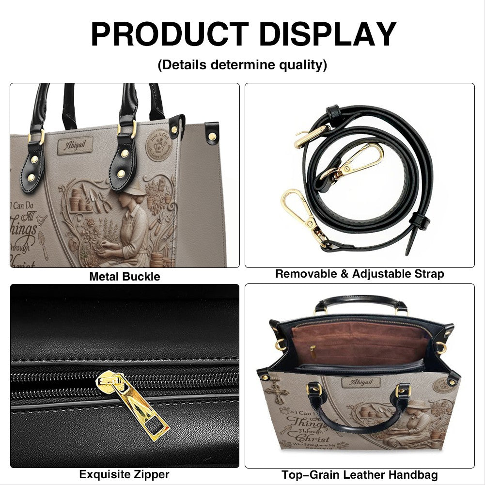 Personalized Philippians 4:13 Leather Handbag