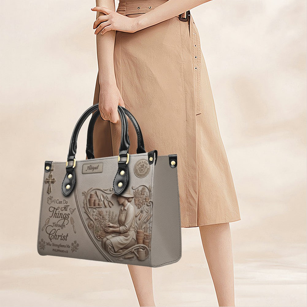 Personalized Philippians 4:13 Leather Handbag