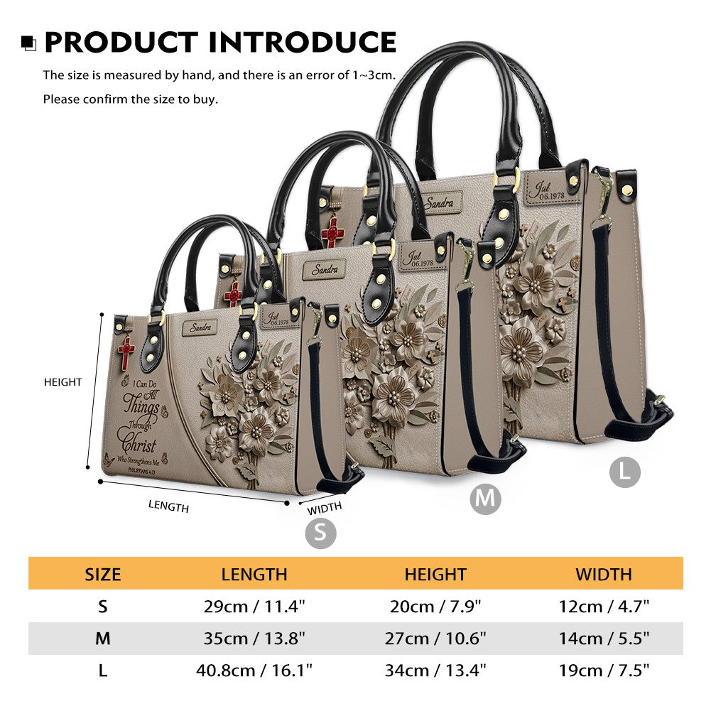 Personalized Philippians 4:13 Leather Handbag