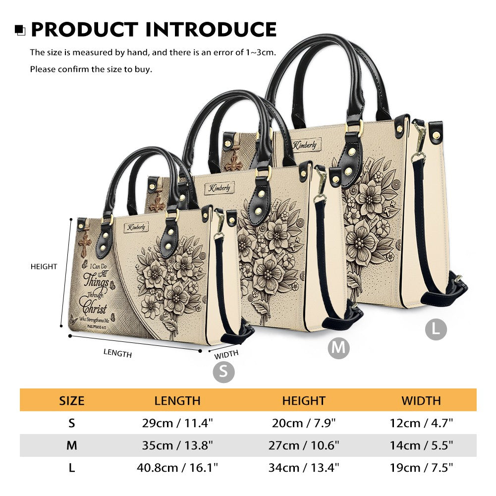 Personalized Christian Floral Leather Handbag