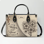 Personalized Christian Floral Leather Handbag
