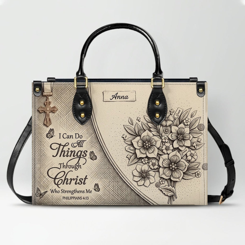 Personalized Bible Verse Leather Handbag