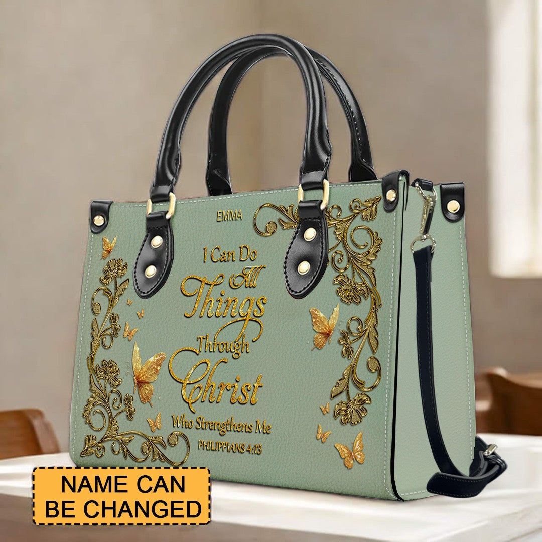 Personalized Bible Verse Leather Handbag