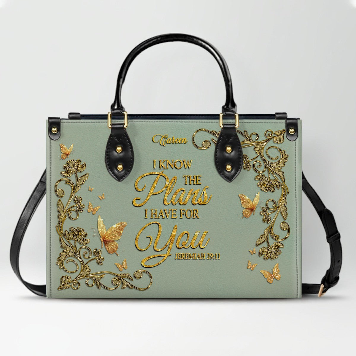Personalized Bible Verse Leather Handbag