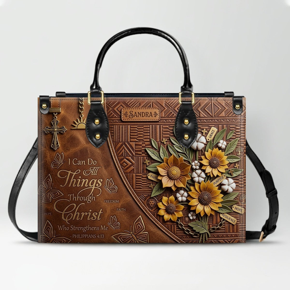 Personalized Bible Verse Leather Handbag