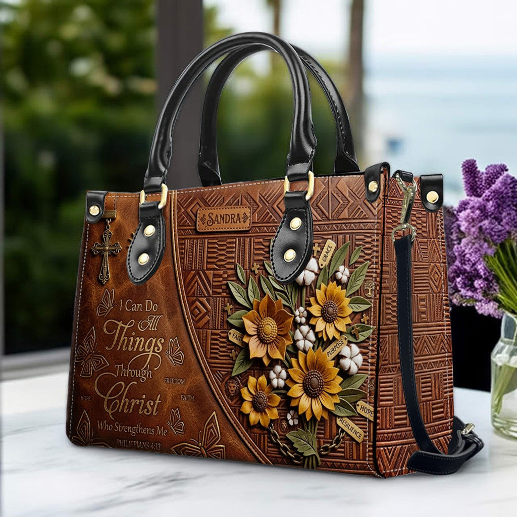 Personalized Bible Verse Leather Handbag