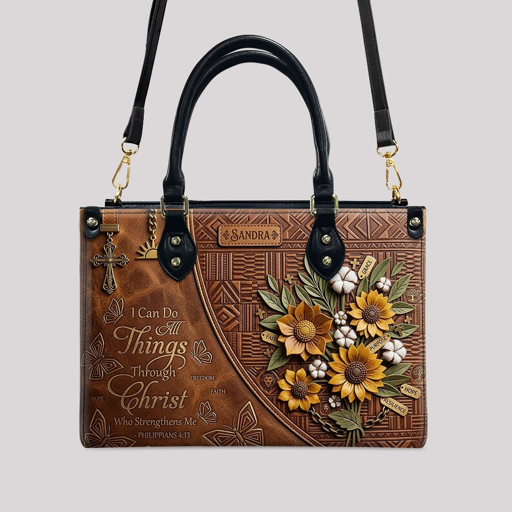 Personalized Bible Verse Leather Handbag