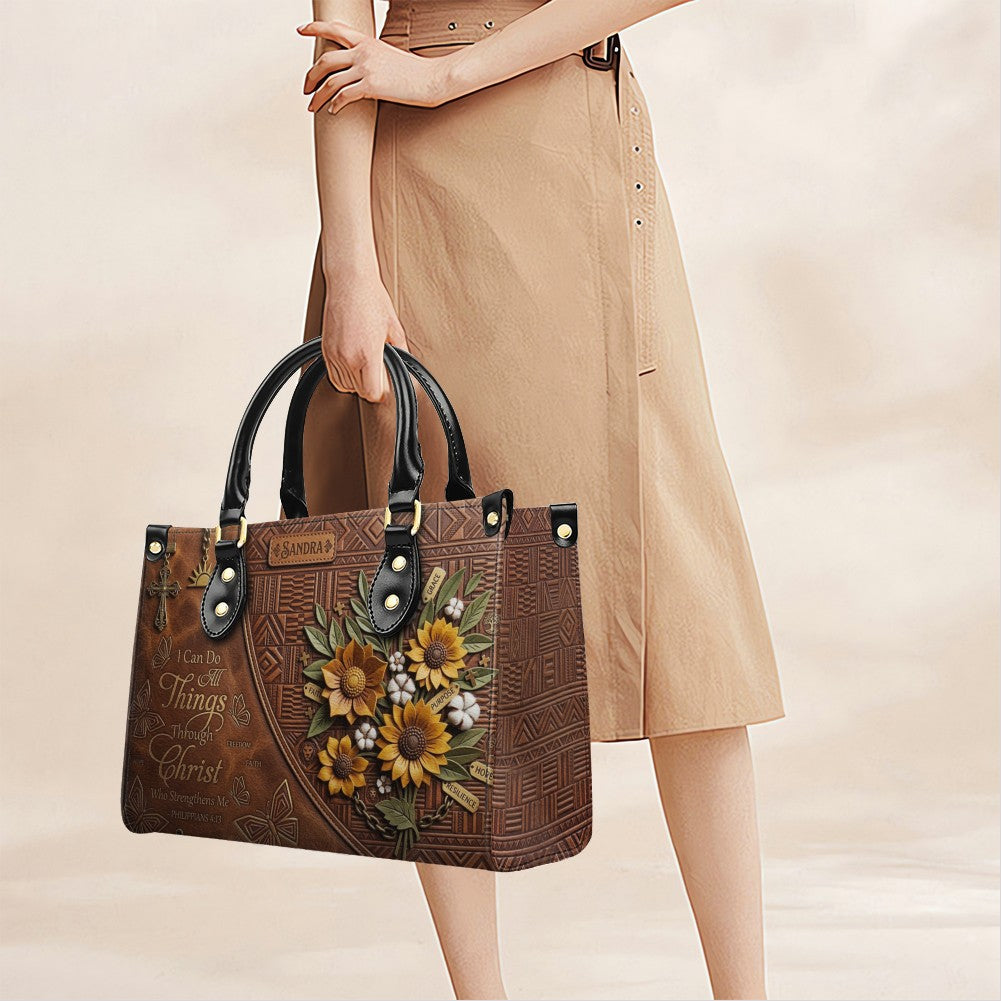 Personalized Bible Verse Leather Handbag