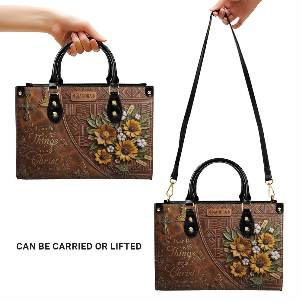 Personalized Bible Verse Leather Handbag