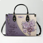 Personalized Christian Floral Leather Handbag