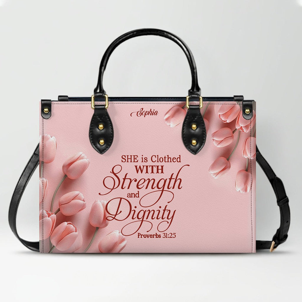 Personalized Pink Tulip Christian Handbag Set
