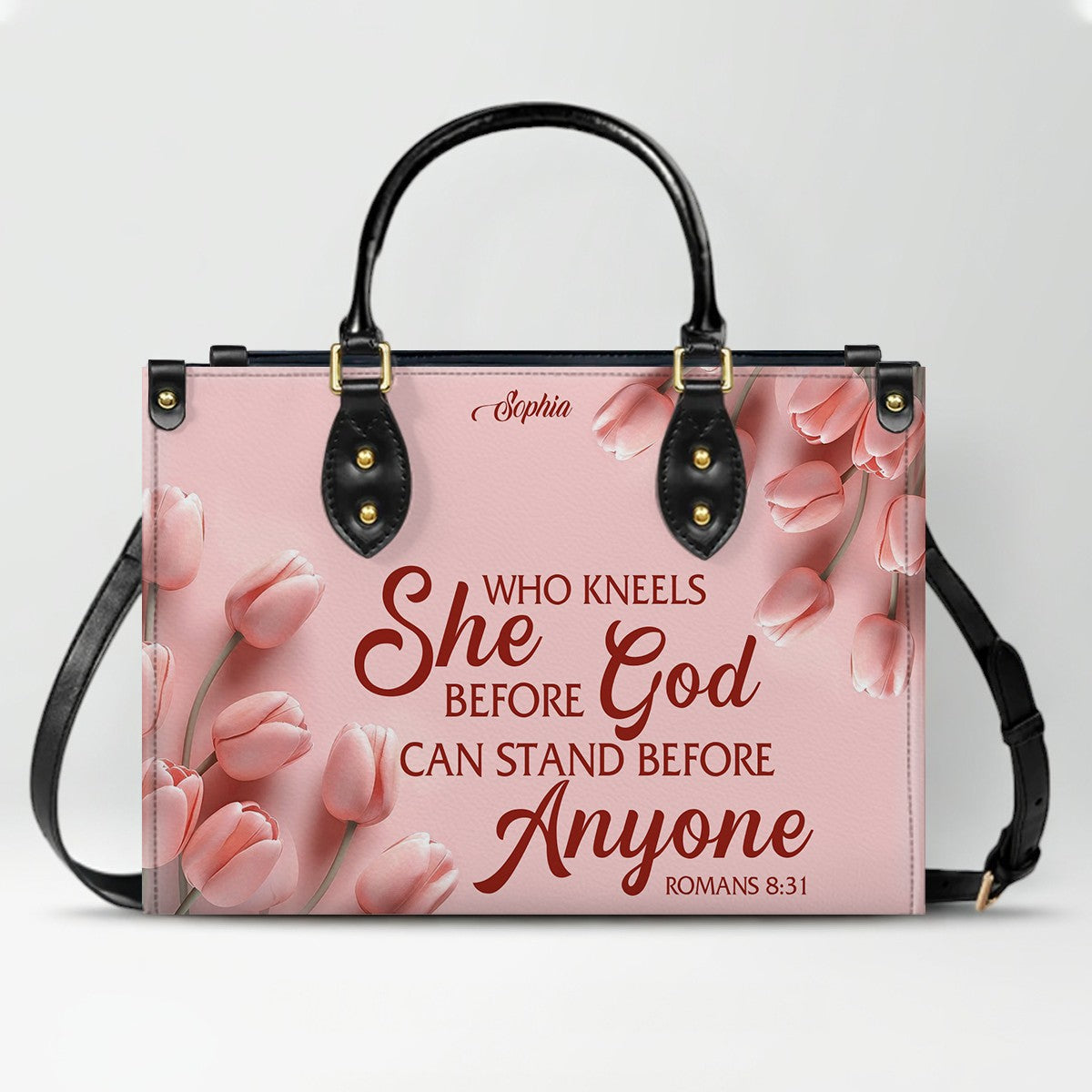 Personalized Pink Tulip Christian Handbag Set