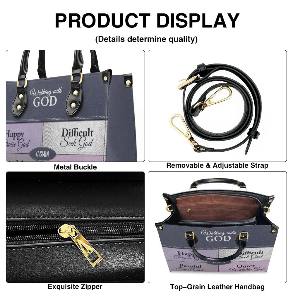 Personalized Walking with God Leather Handbag