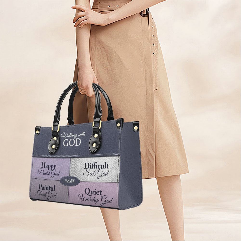 Personalized Walking with God Leather Handbag