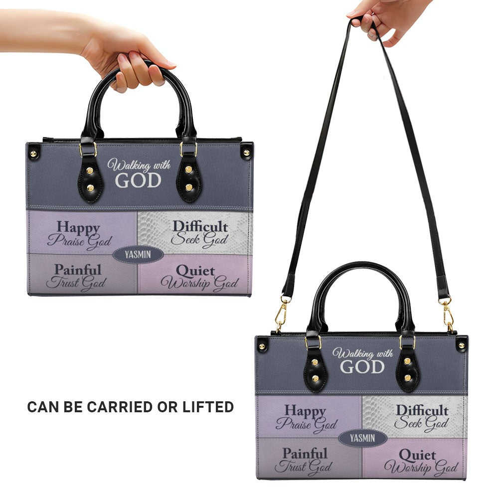 Personalized Walking with God Leather Handbag