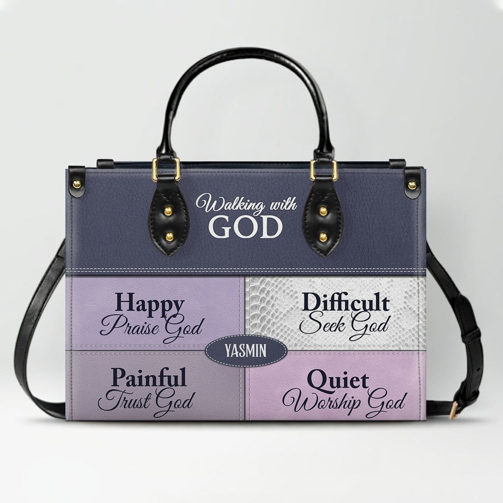 Personalized Walking with God Leather Handbag