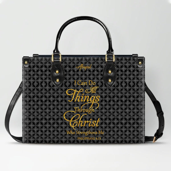 Personalized Philippians 4:13 Leather Handbag