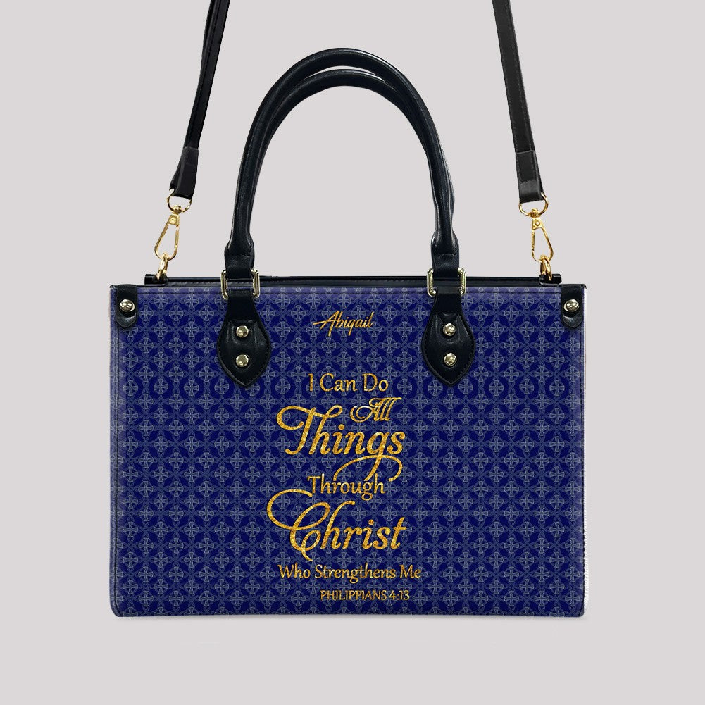 Personalized Philippians 4:13 Leather Handbag
