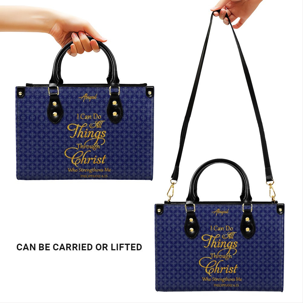 Personalized Philippians 4:13 Leather Handbag