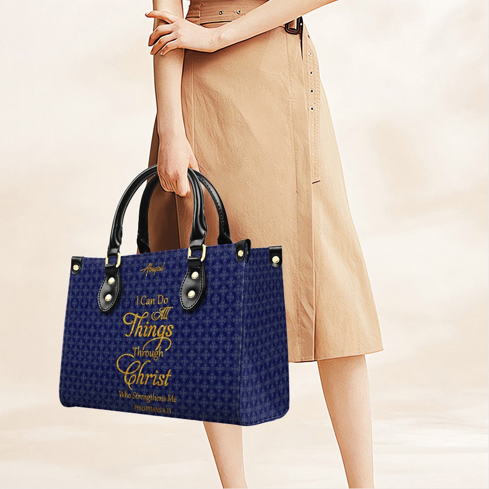 Personalized Philippians 4:13 Leather Handbag