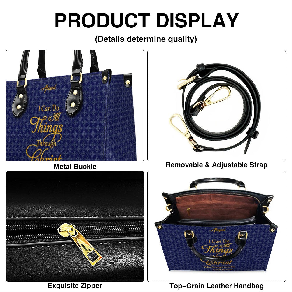 Personalized Philippians 4:13 Leather Handbag