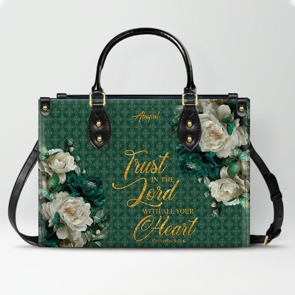 Personalized Bible Verse Floral Leather Tote Bag