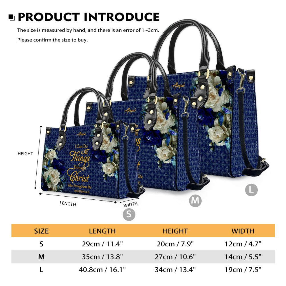 Personalized Christian Floral Leather Handbag Set