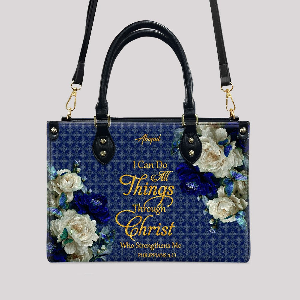 Personalized Christian Floral Leather Handbag Set