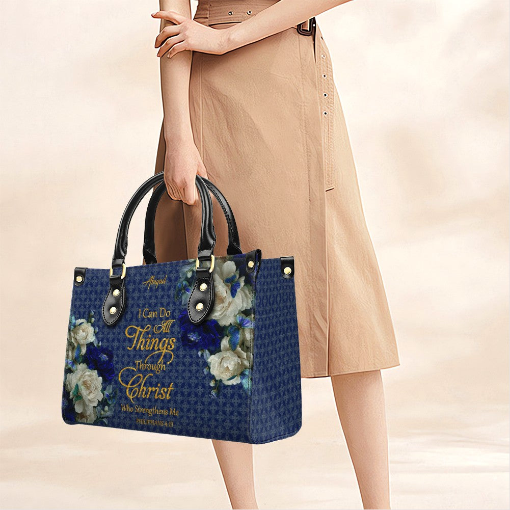 Personalized Christian Floral Leather Handbag Set