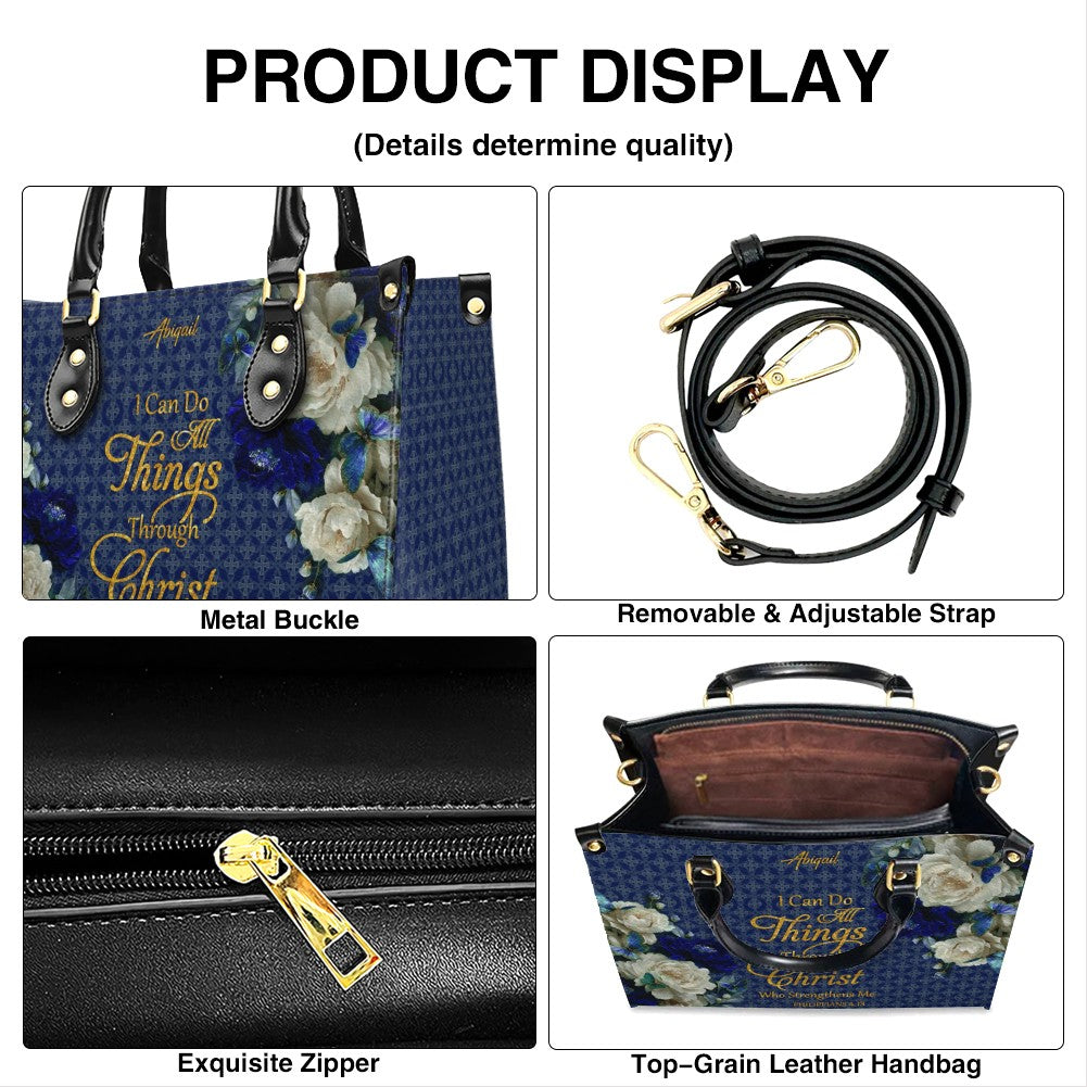 Personalized Christian Floral Leather Handbag Set