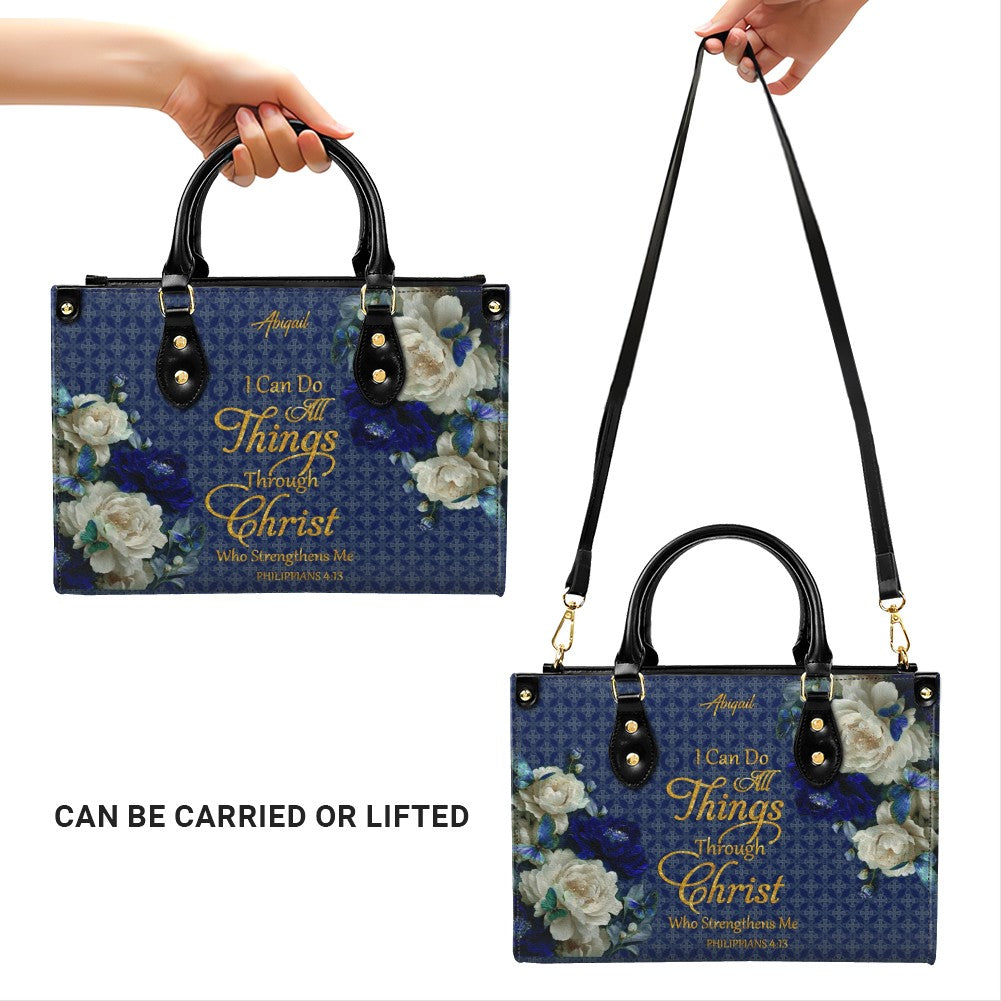 Personalized Christian Floral Leather Handbag Set