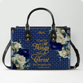 Personalized Bible Verse Floral Leather Tote Bag