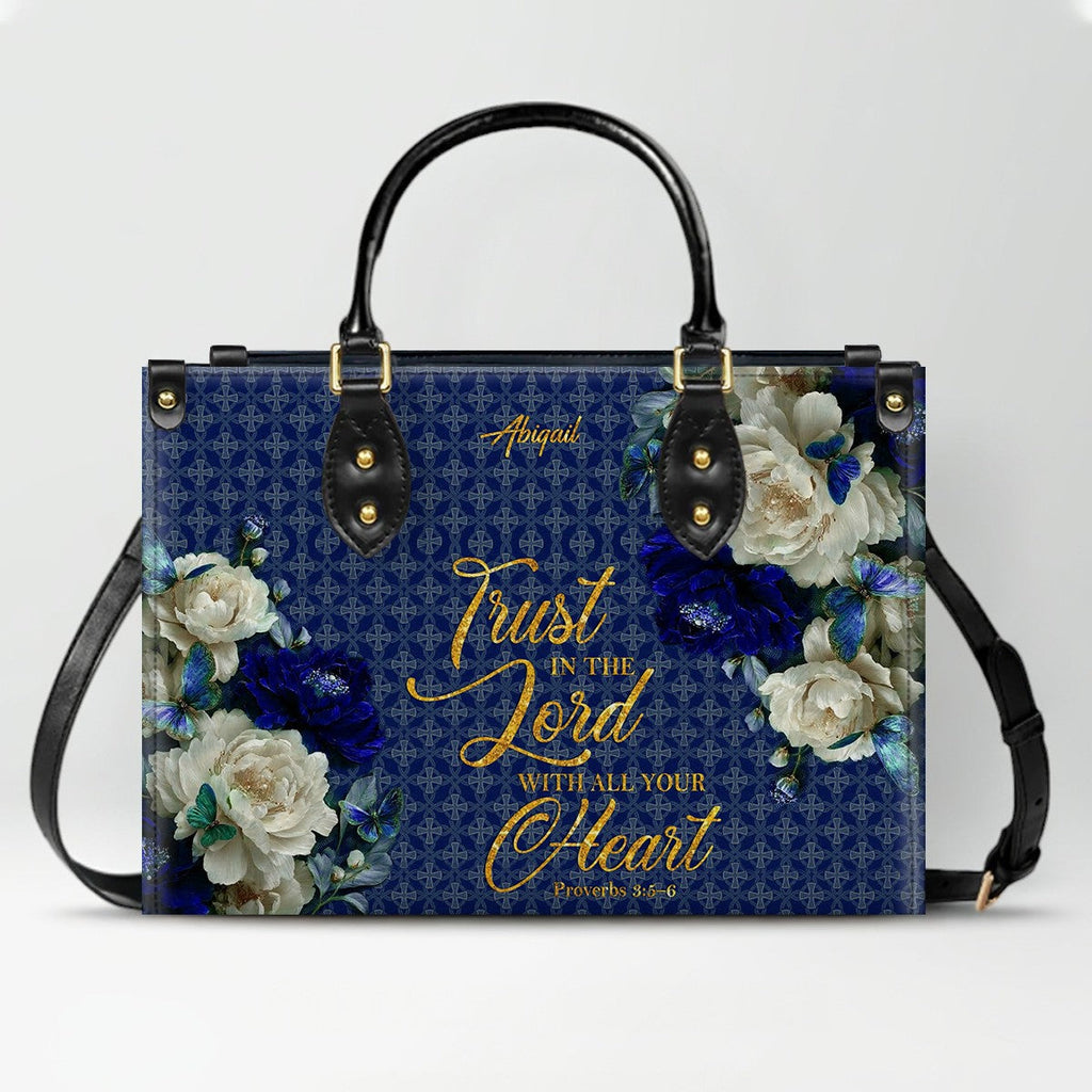 Personalized Bible Verse Floral Leather Tote Bag