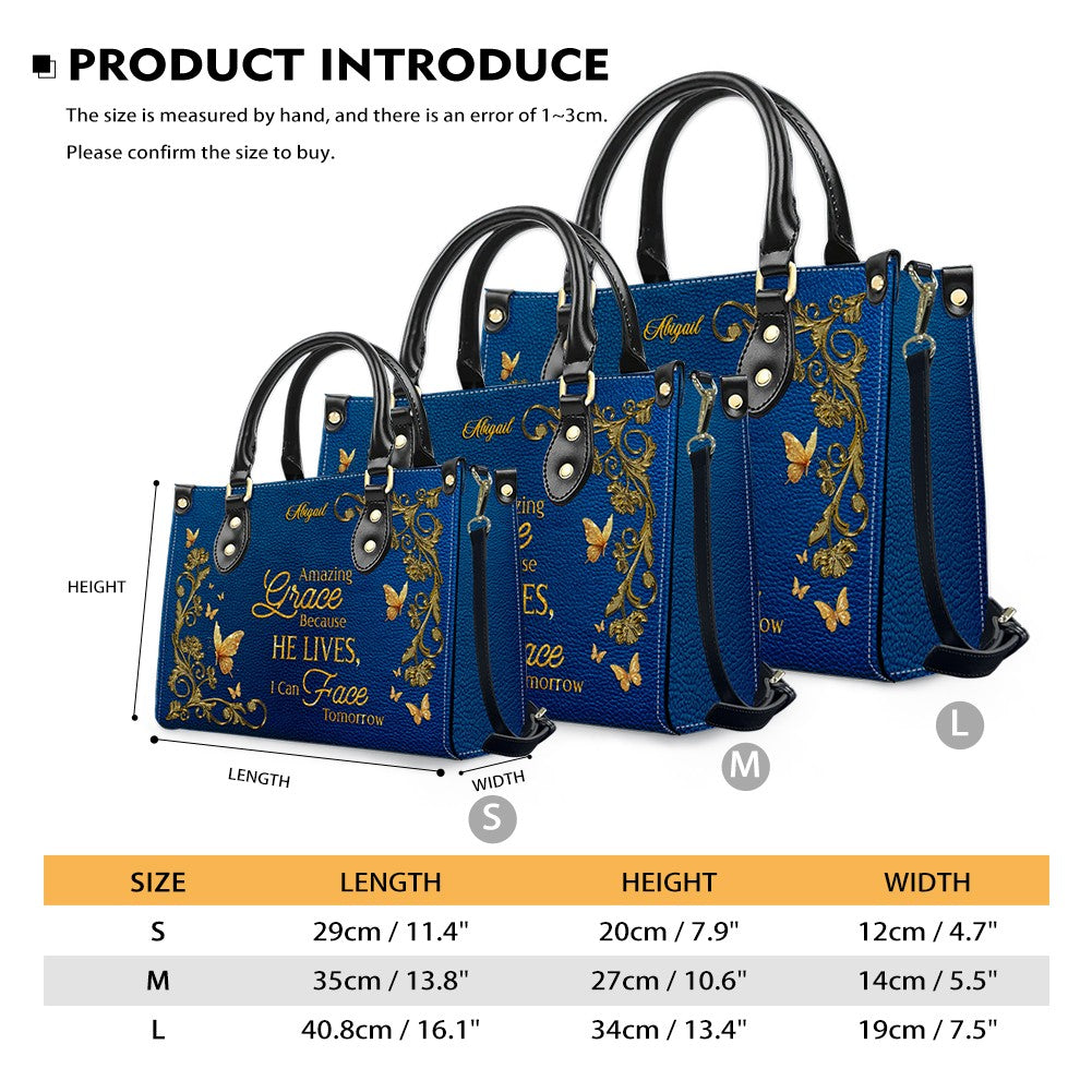 Personalized Amazing Grace Christian Leather Tote