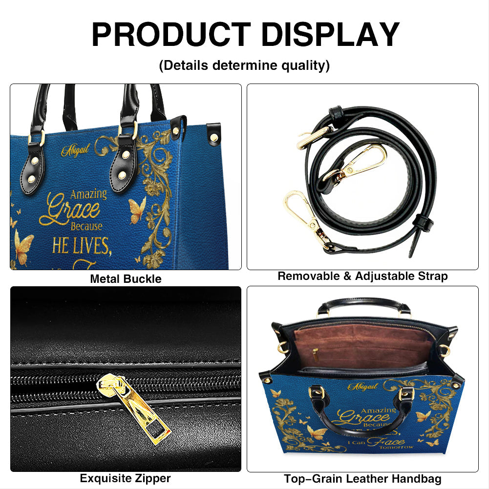 Personalized Amazing Grace Christian Leather Tote