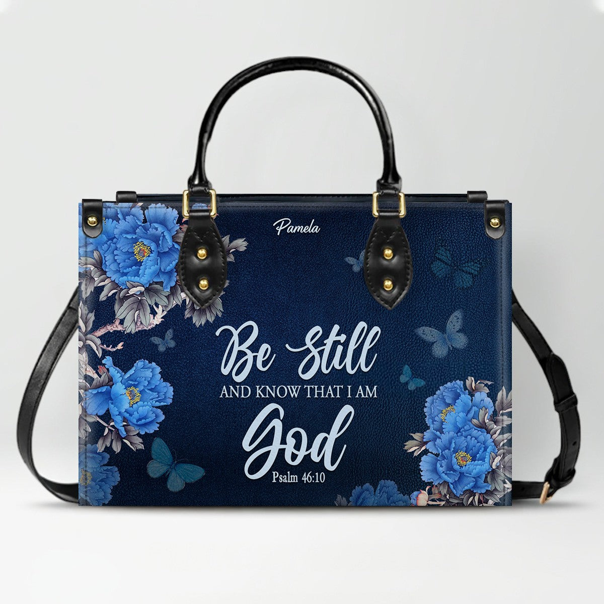 Personalized Christian Leather Purse - Navy