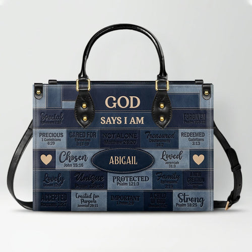 Custom God Says I Am Leather Handbag & Purse Set